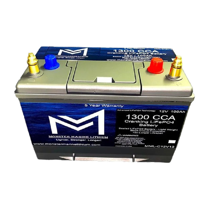 Monster Marine Lithium 12V 100Ah Cranking Battery w/ BlueTooth