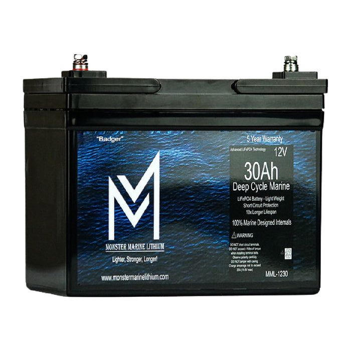 Monster Marine Lithium 12V 30Ah Battery w/ Bluetooth